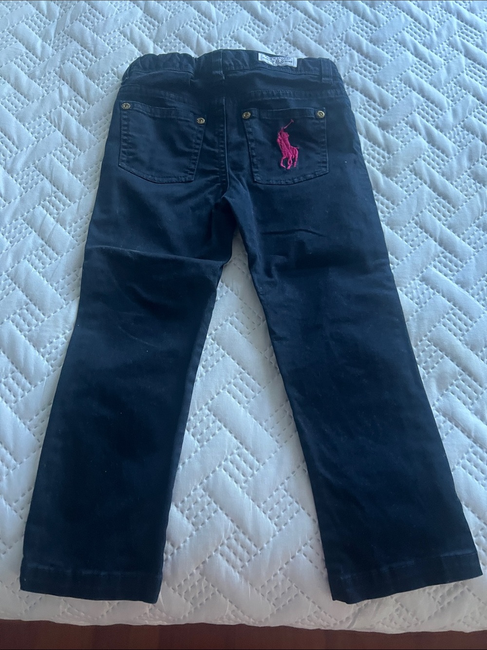 Ralph Lauren Girls Straight-Leg Navy Jeans with Pink Pony kids